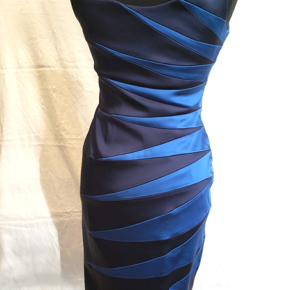 JAX Blue two tone satin cocktail dress - Picture 4 of 10
